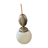 Opaline ball pendant light vintage 50s/70s