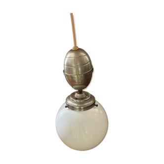 Opaline ball pendant light vintage 50s/70s