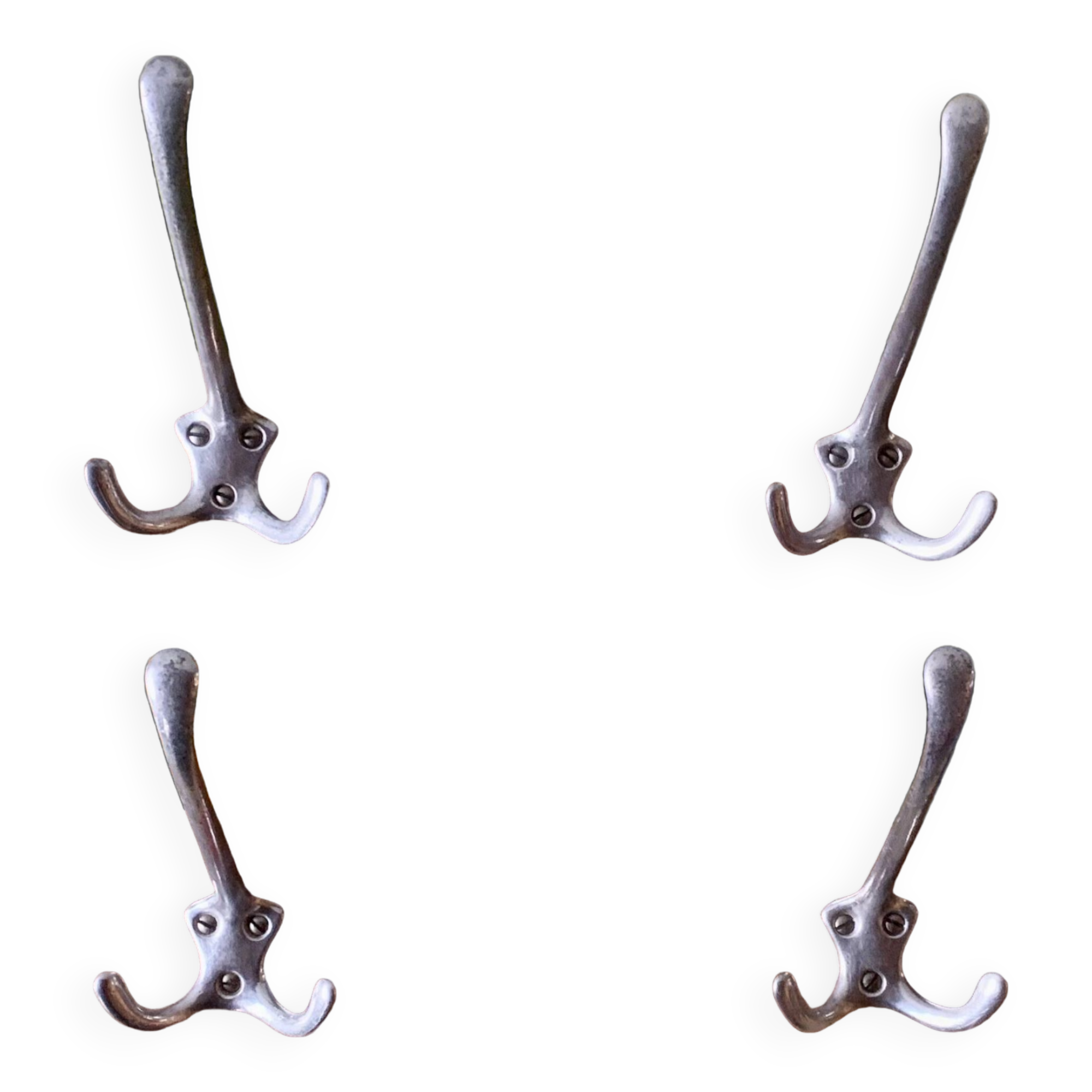 Pair of vintage wooden wall coat racks - double coat hook