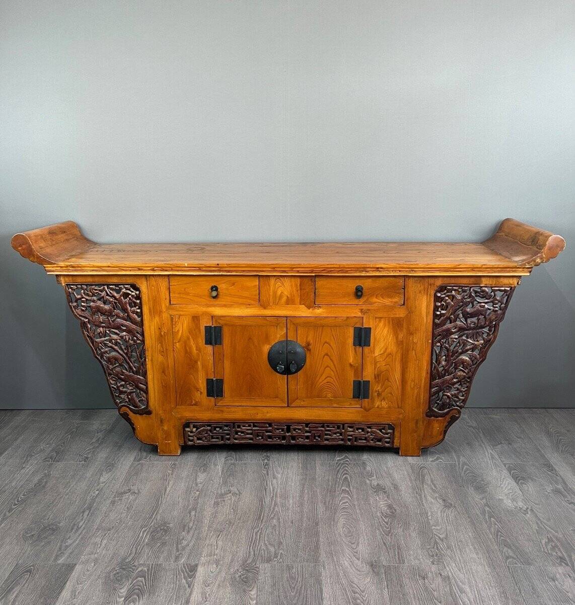 Antique Japanese Pine Console Buffet 20th Century