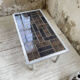 Table basse chrome et carrelage années 50