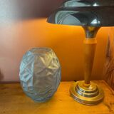 Art Deco style glass vase, vintage, geometric patterns.