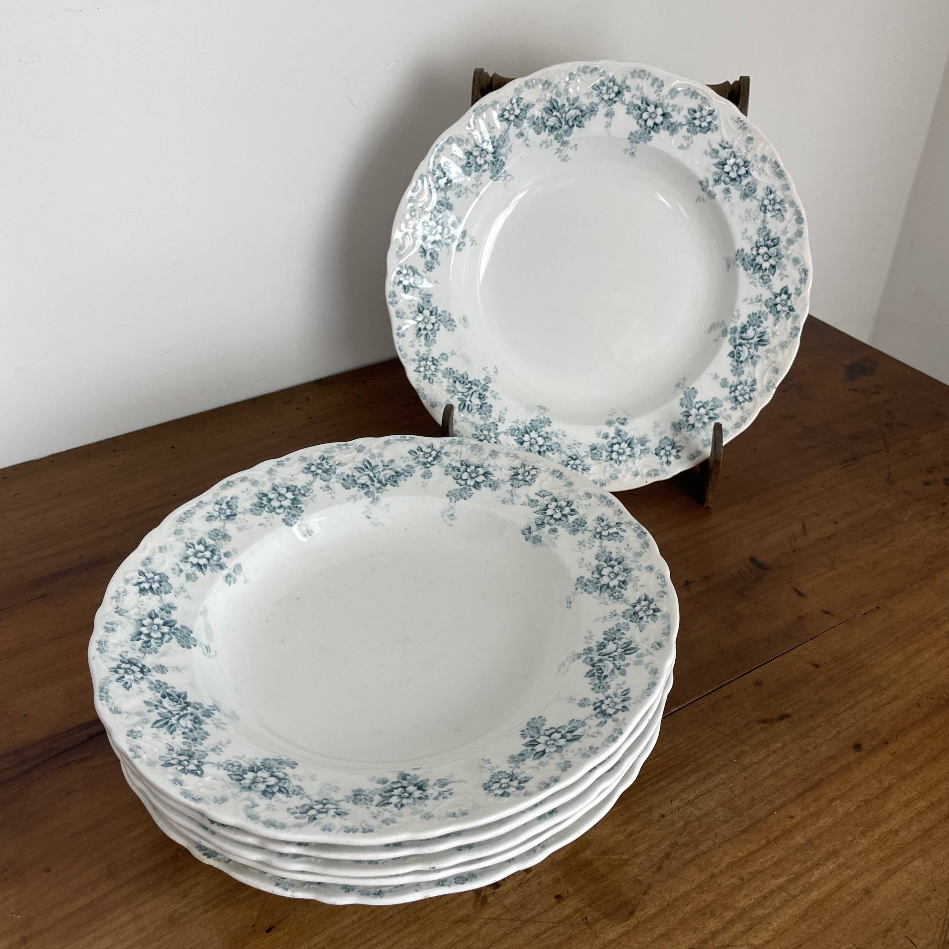 Set of 6 Maastricht earthenware soup plates, Clara model