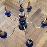 Baroque vintage chandelier 5 branches wood + metal