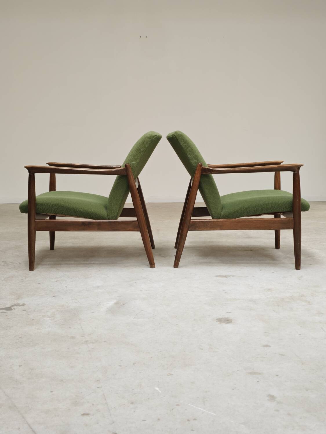 Pair of green GMF 64 armchairs by
Edmund Homa, Poland, 1960s