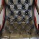 Green English-Style Cowhide Leather Chesterfield Armchair with Wood