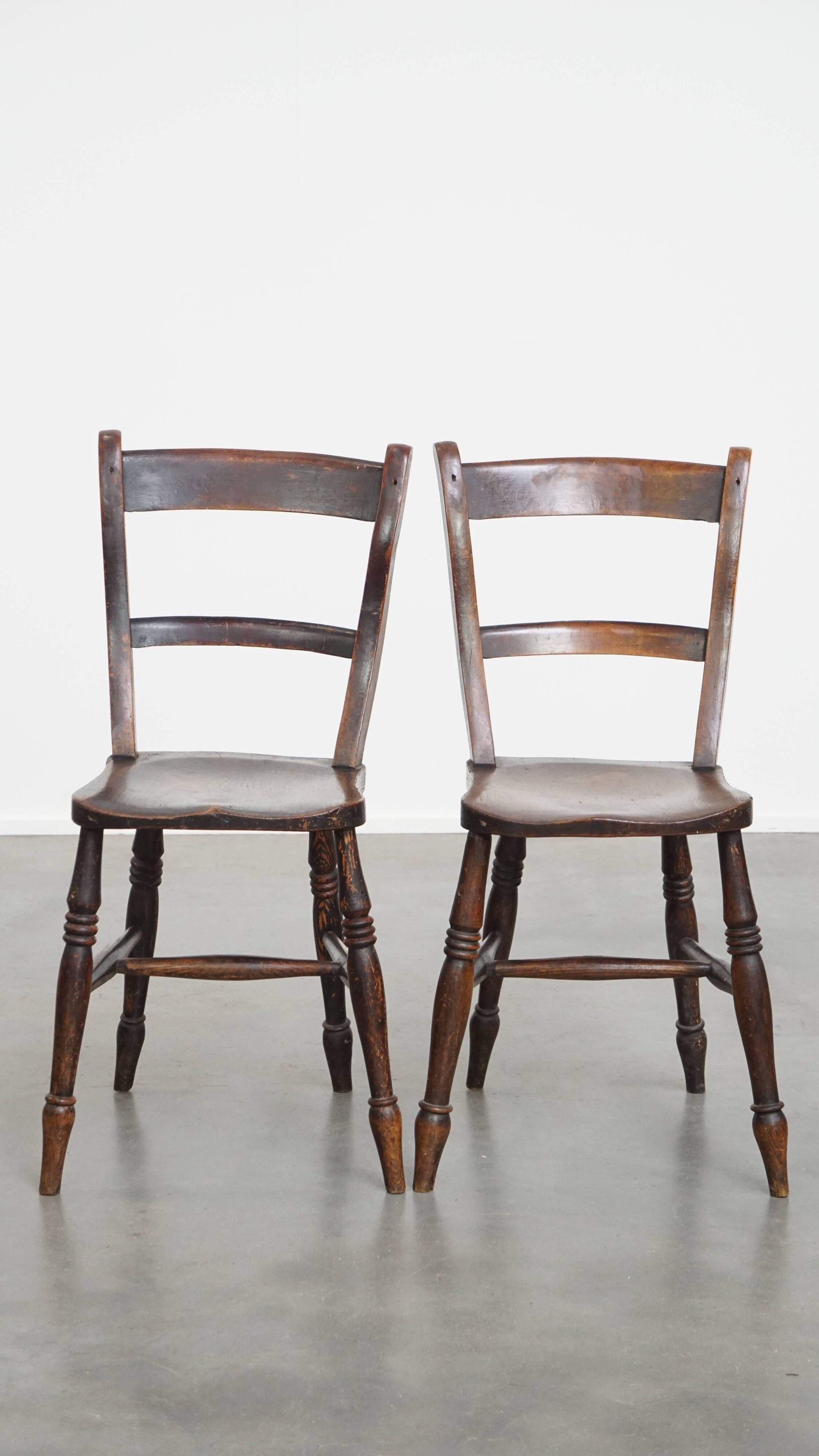 Set of 4 Antique English Oxford Dining/Kitchen Chairs