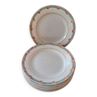 Set of 10 flat plates St Amand. Paramé model.