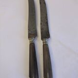 Service de table couteaux ancien lame acier virole corne