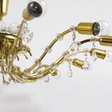 Mid-century floral brass and crystal chandelier by Lobmeyr, 1950s, Austria.