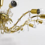 Mid-century floral brass and crystal chandelier by Lobmeyr, 1950s, Austria.
