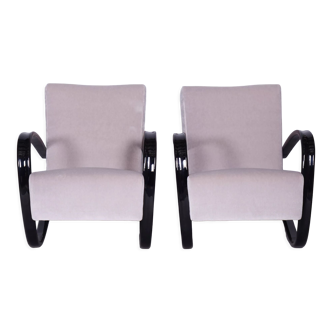 Pair of grey H-269 Armchairs designed by Jindrich Halabala for UP Zavody, 1930s