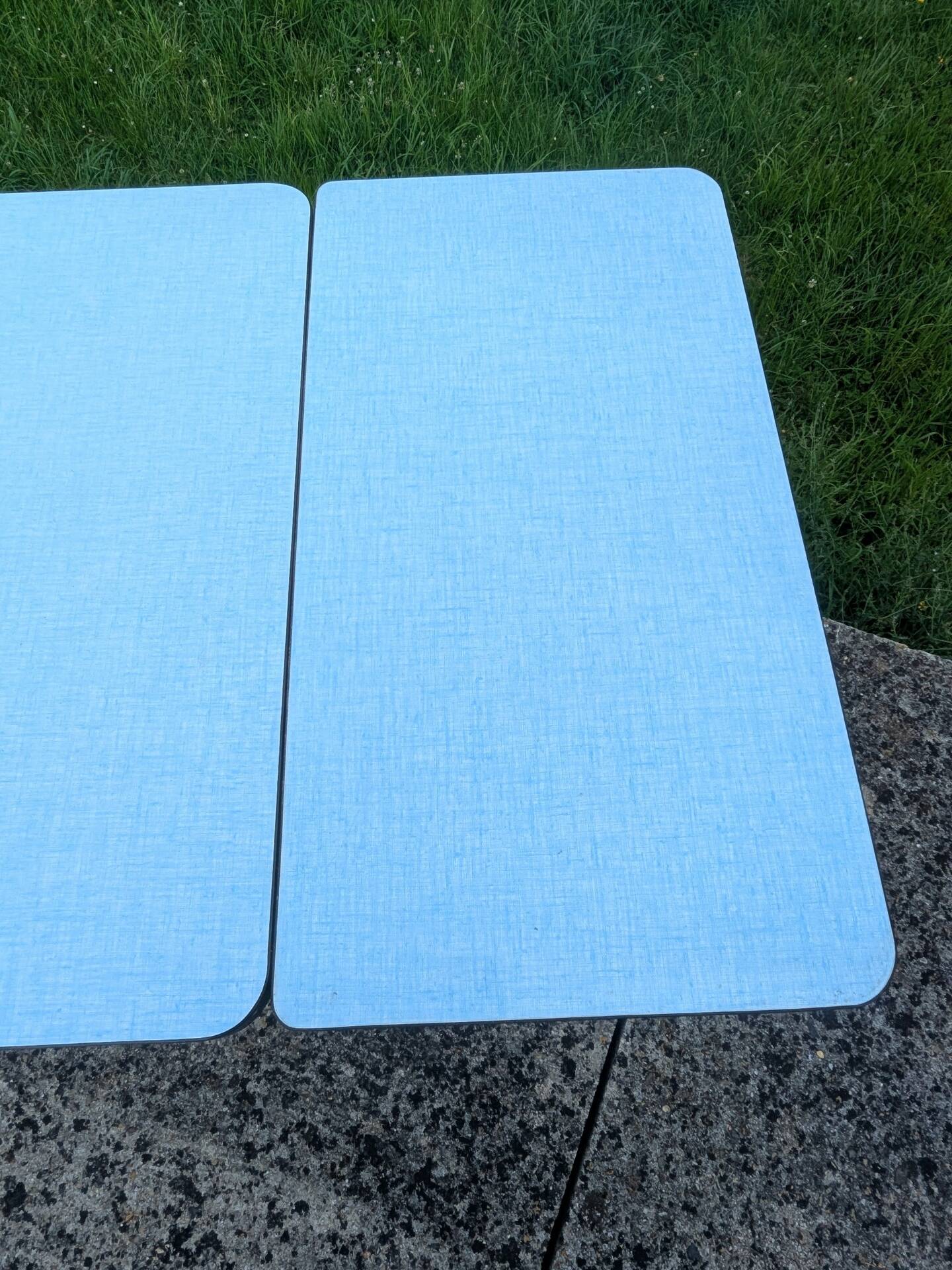 Vintage Formica table efji novoplan with 2 integrated extensions 109/148/197.
