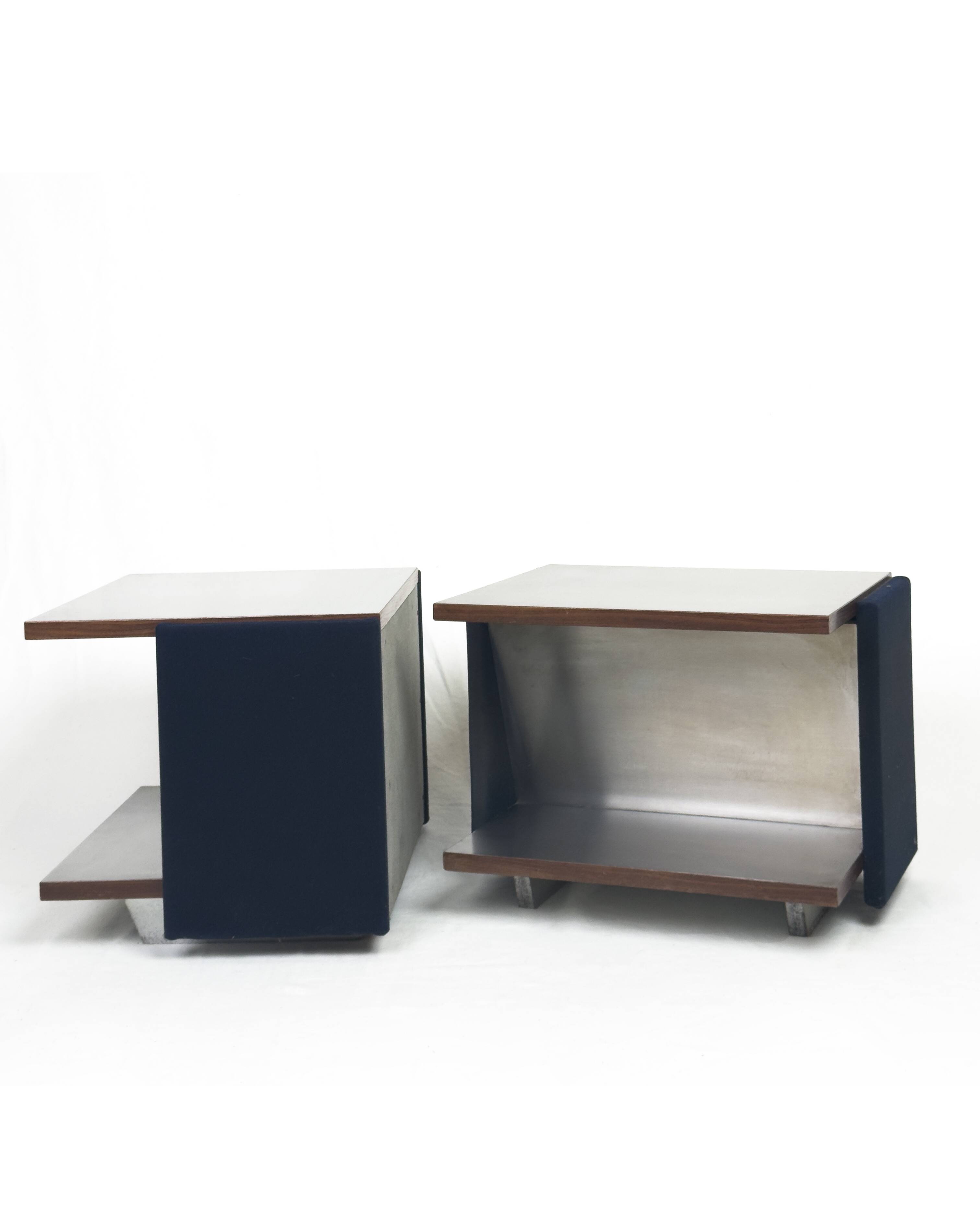 Pair of Vintage Italian Stainless Steel-Clad Side Tables, 1970s