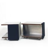 Pair of Vintage Italian Stainless Steel-Clad Side Tables, 1970s