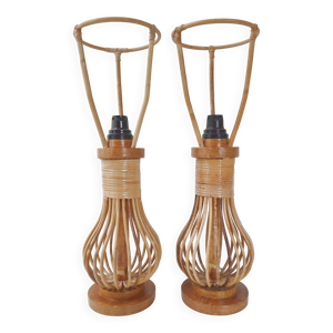Paire de lampes en rotin