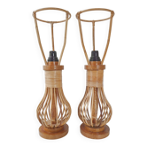 Paire de lampes en rotin vintage 1960