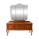 Antique wooden dressing table with a triptych mirror.