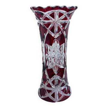 Vase ancien en cristal de bohème époque milieu xxe style bacara