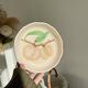 Pair of vintage hollow dessert plates in hand-painted slip, peach and fig fruit pattern