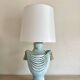 Painted plaster lamp, new 2 M fabric cable, fabric lampshade