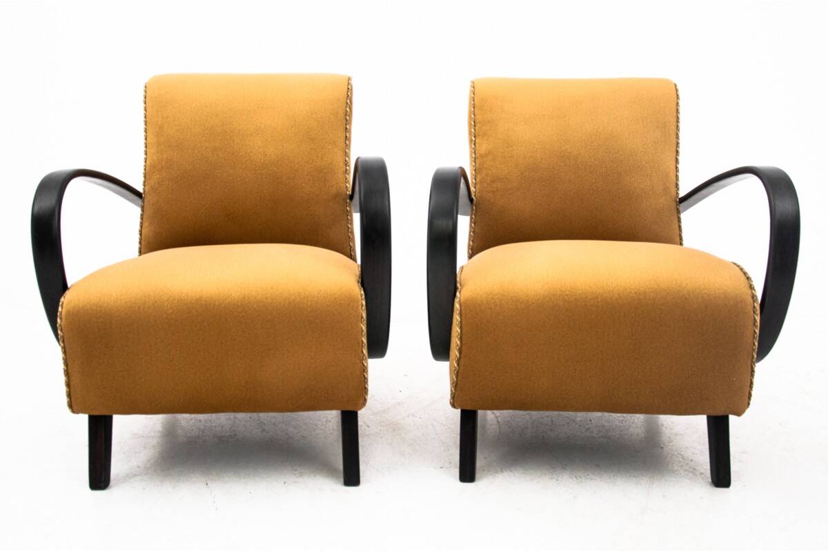 Paire de fauteuils Art Déco, design J. Halabala, République tchèque, années 1930