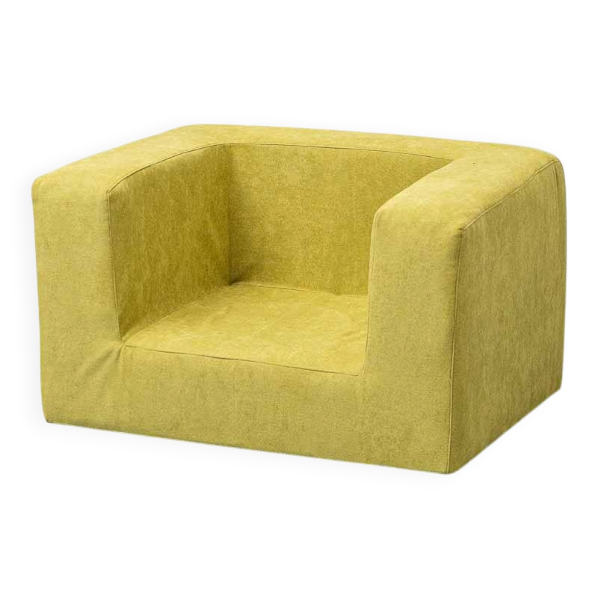 Vintage lounge armchair in lime green fabric – geometric design from the 1970s