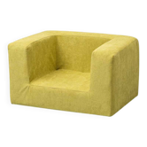 Vintage lounge armchair in lime green fabric – geometric design from the 1970s