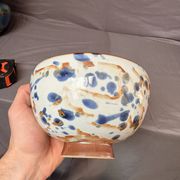 Ancient Bowl Tea Chawan Japan Mingei Ceramic Blue Brown