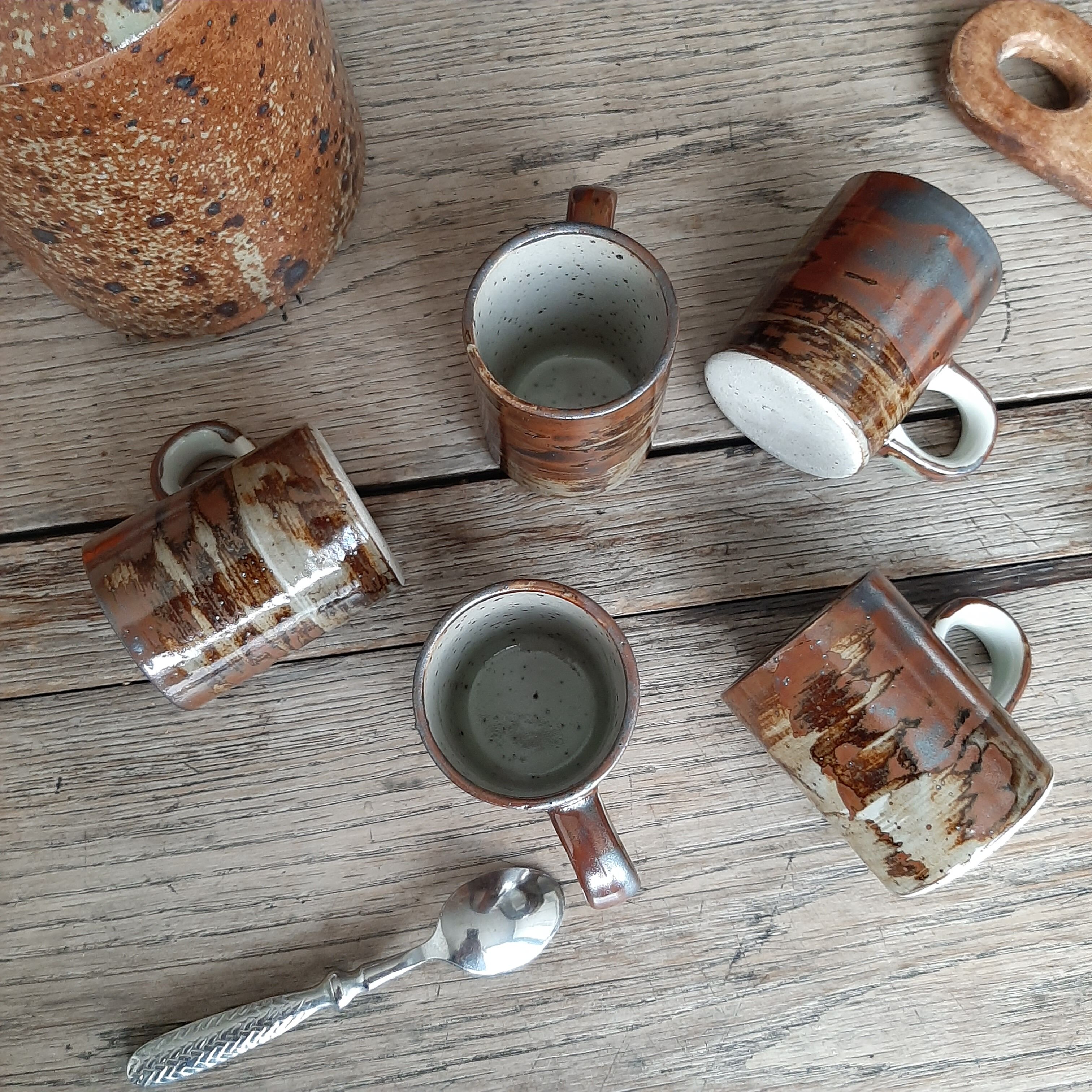 5 glazed stoneware espresso cups