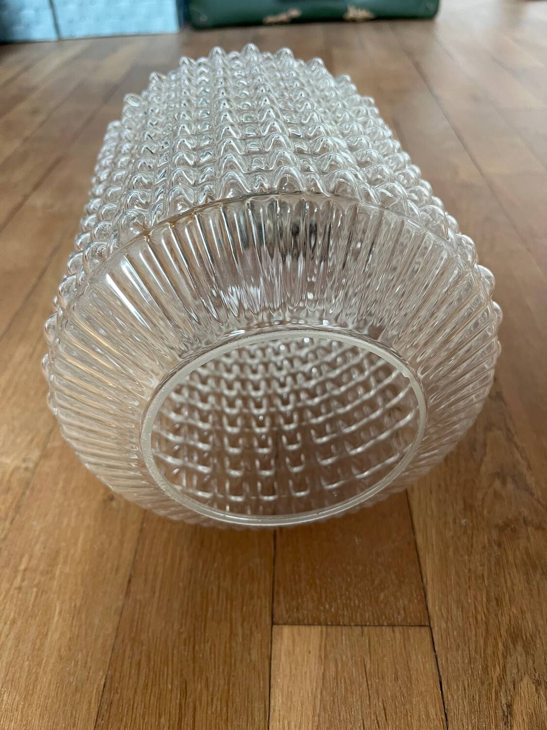 Vintage pendant light in chiseled glass from the 70s