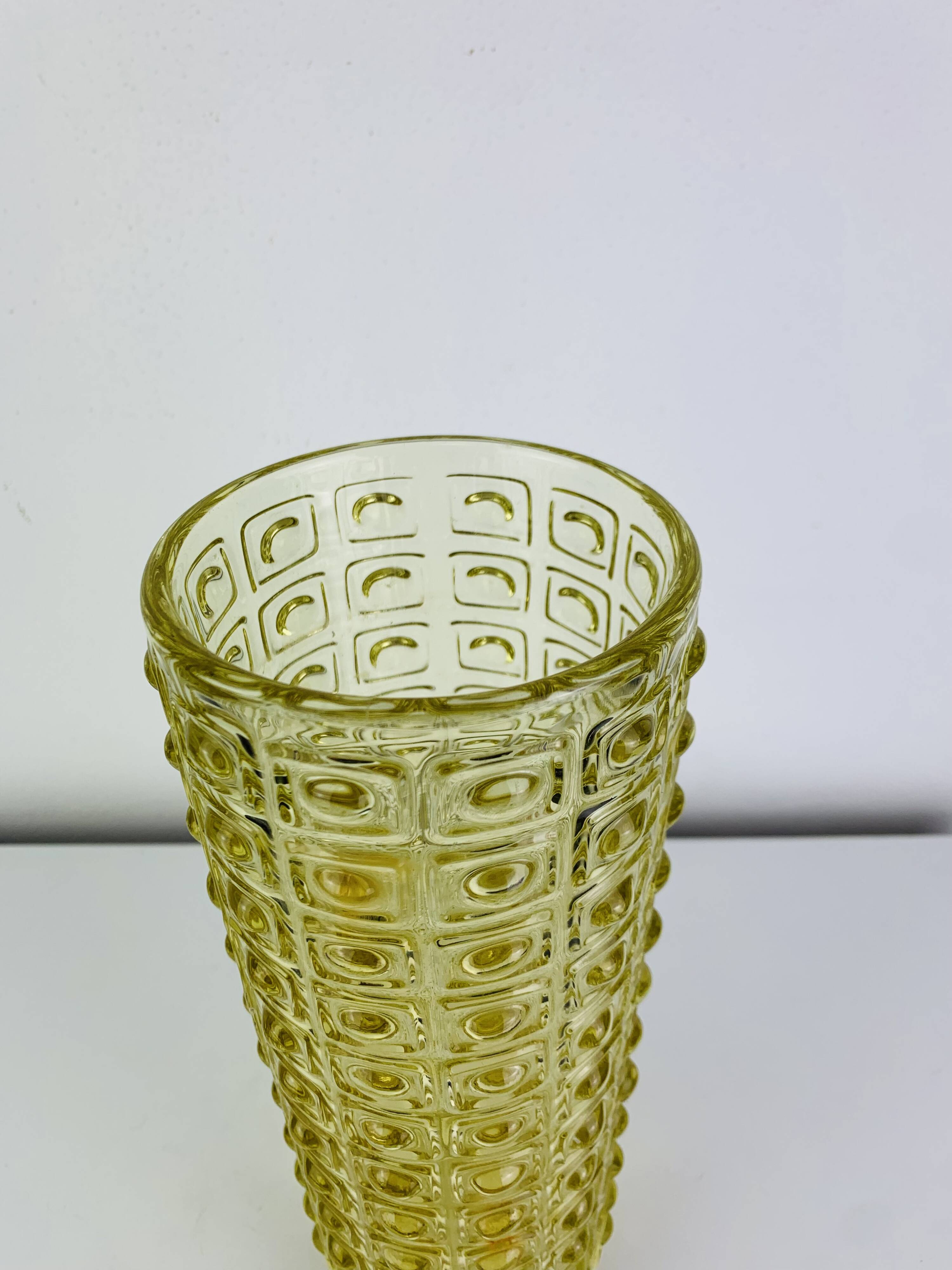Yellow glass vase by Rudolf Jurnikl for Sklo Union, 1960s