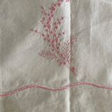 Antique linen sheet with hand-embroidered HG monogram