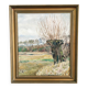 Antique original landscape oil painting, signed countryside art