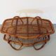 Table basse avec plateau porte-revue en rotin vintage des années 60