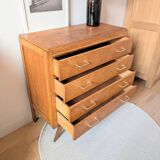Vintage chest of drawers with checkerboard and compass feet