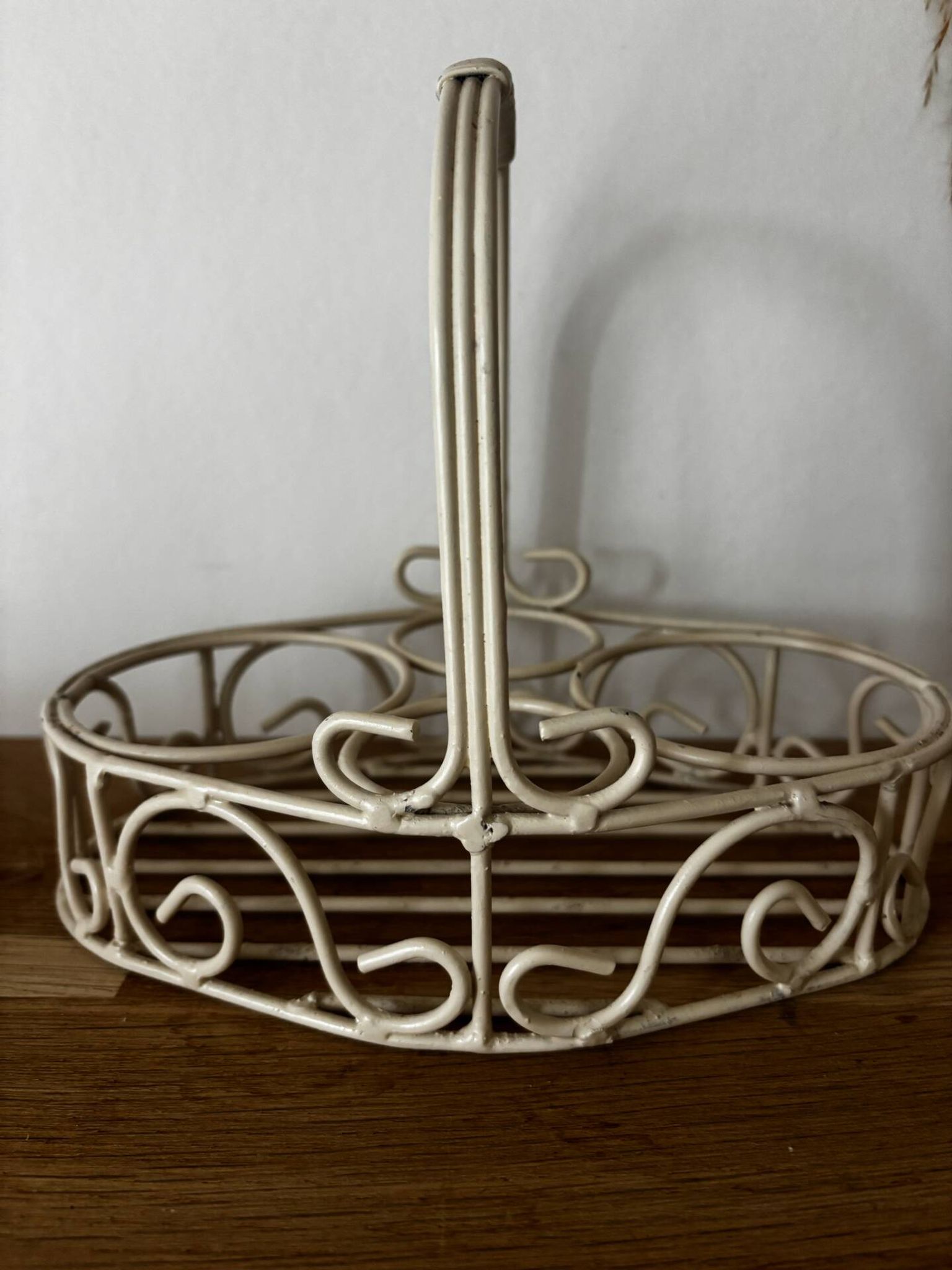 Beige cream metal basket shabby chic