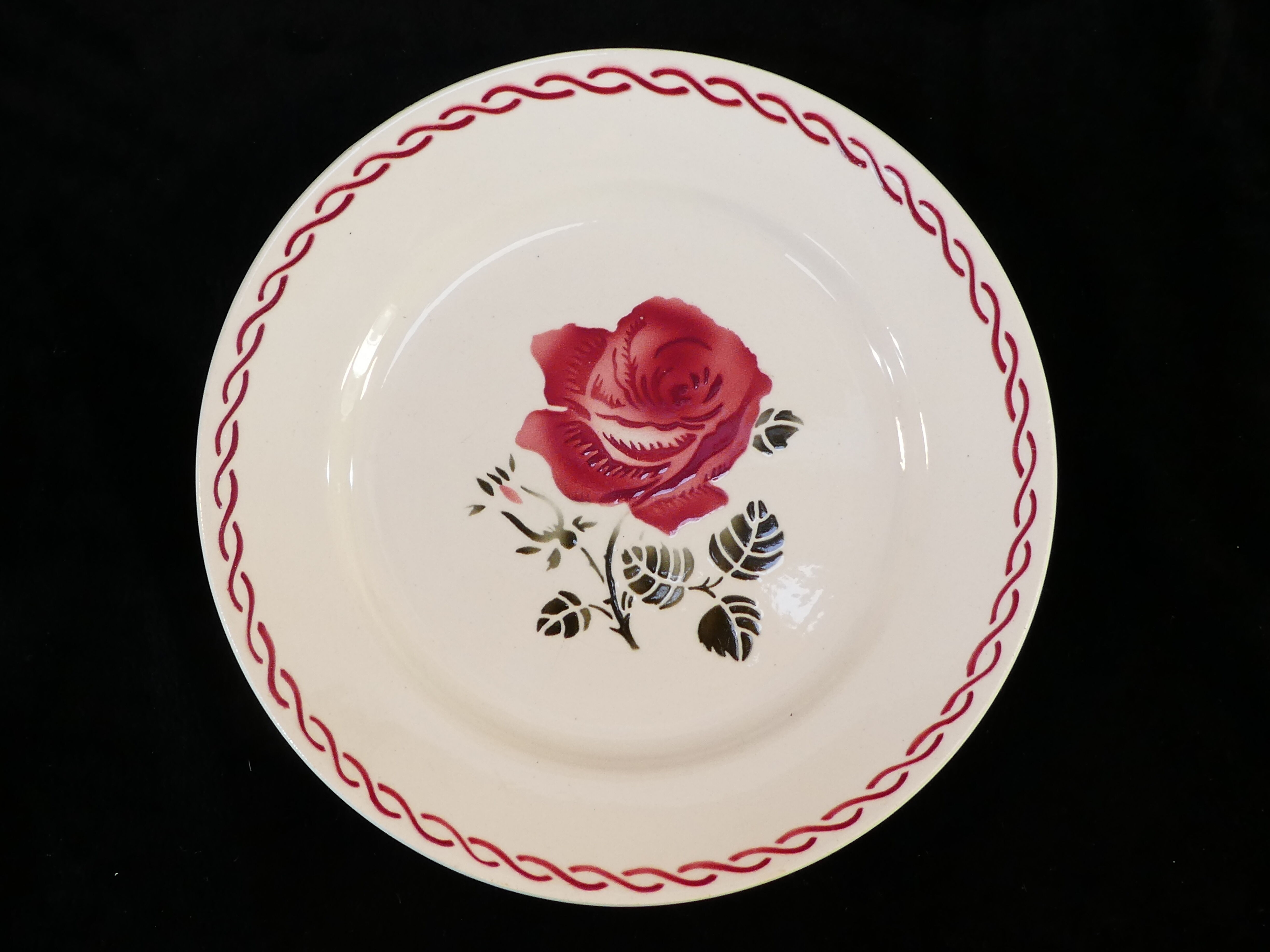8 flat plates badonviller rose red