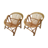 Pair of rattan "shell" armchairs for children