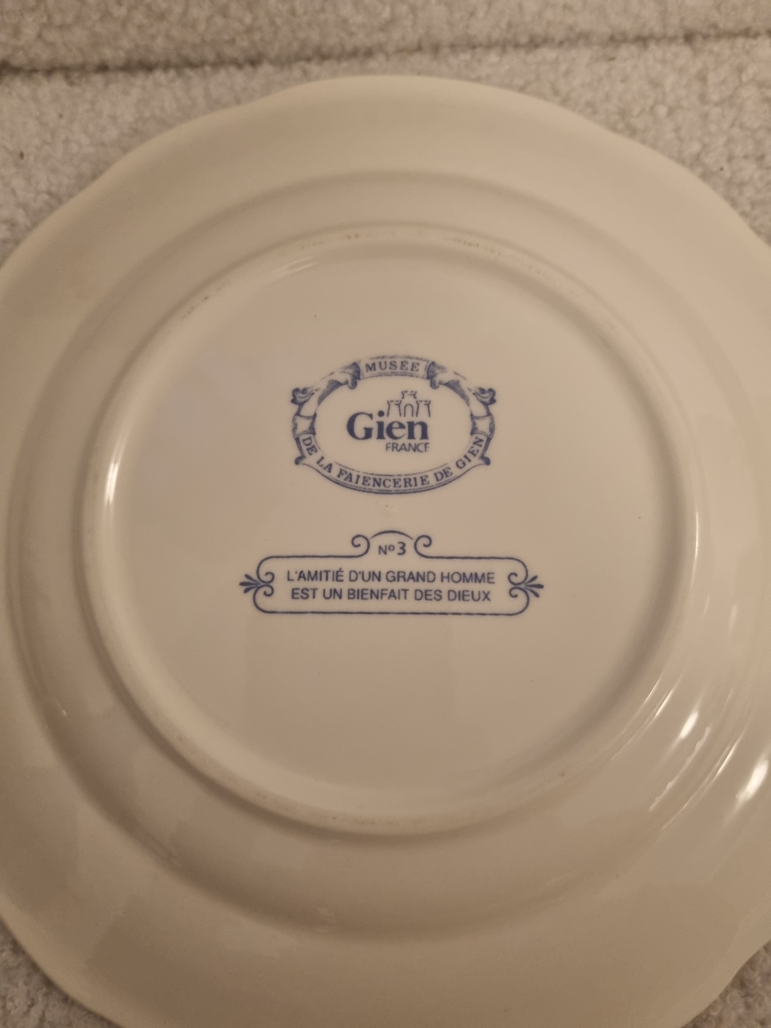 4 old plates talking rebus by factory of Gien