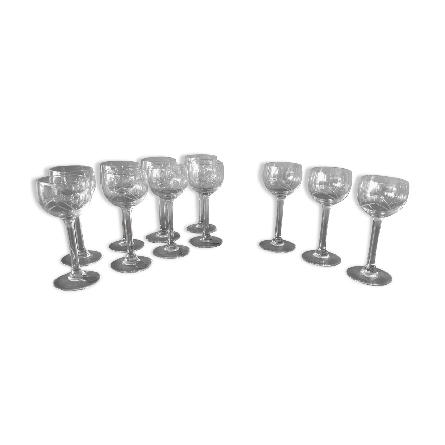 10 Meisenthal crystal glasses