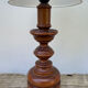 Vintage turned wooden lamp and white lampshade