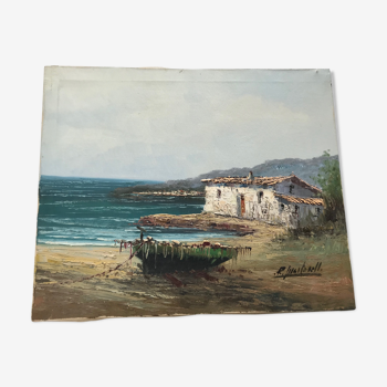 Tableau sur toile à l'huile marine