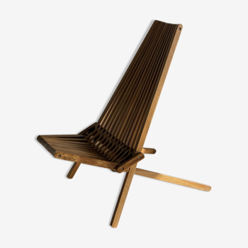 Large foldable design armchair in wooden slats