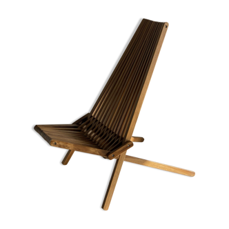 Large foldable design armchair in wooden slats