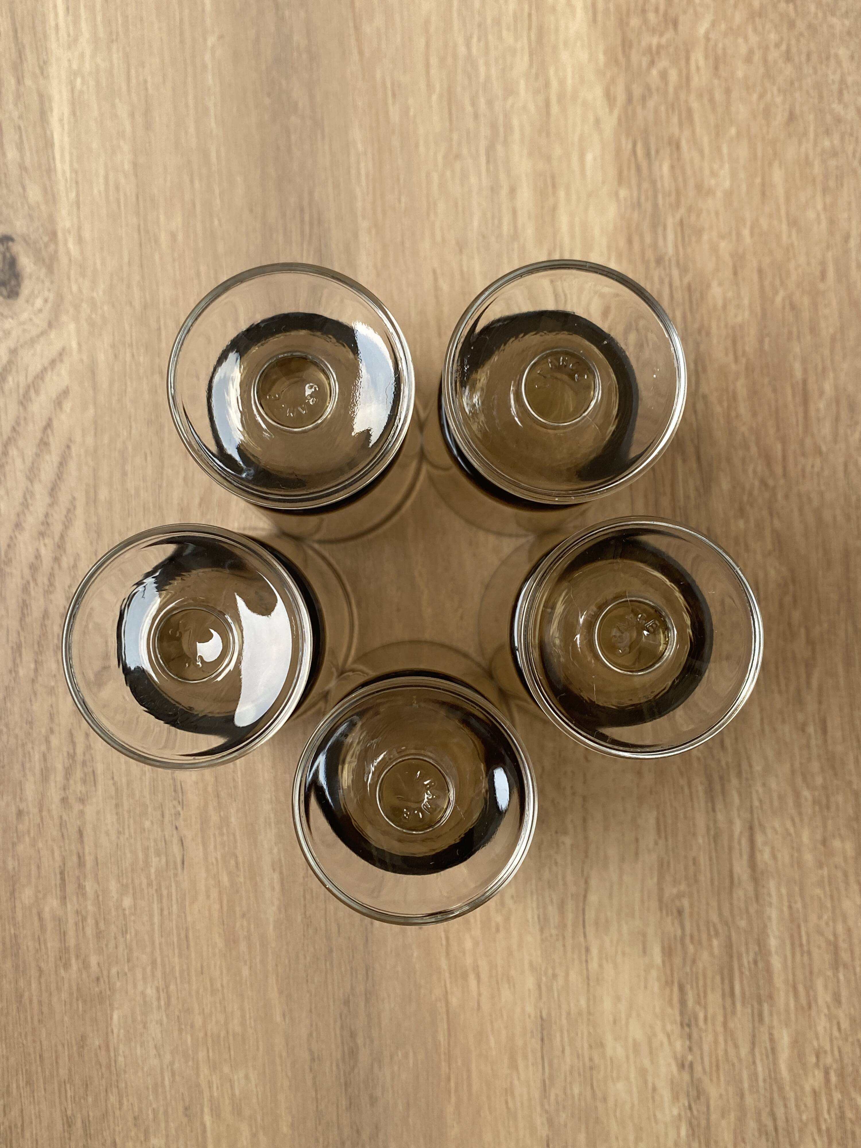 Set of 5 Luminarc Sweden smoked liqueur glasses