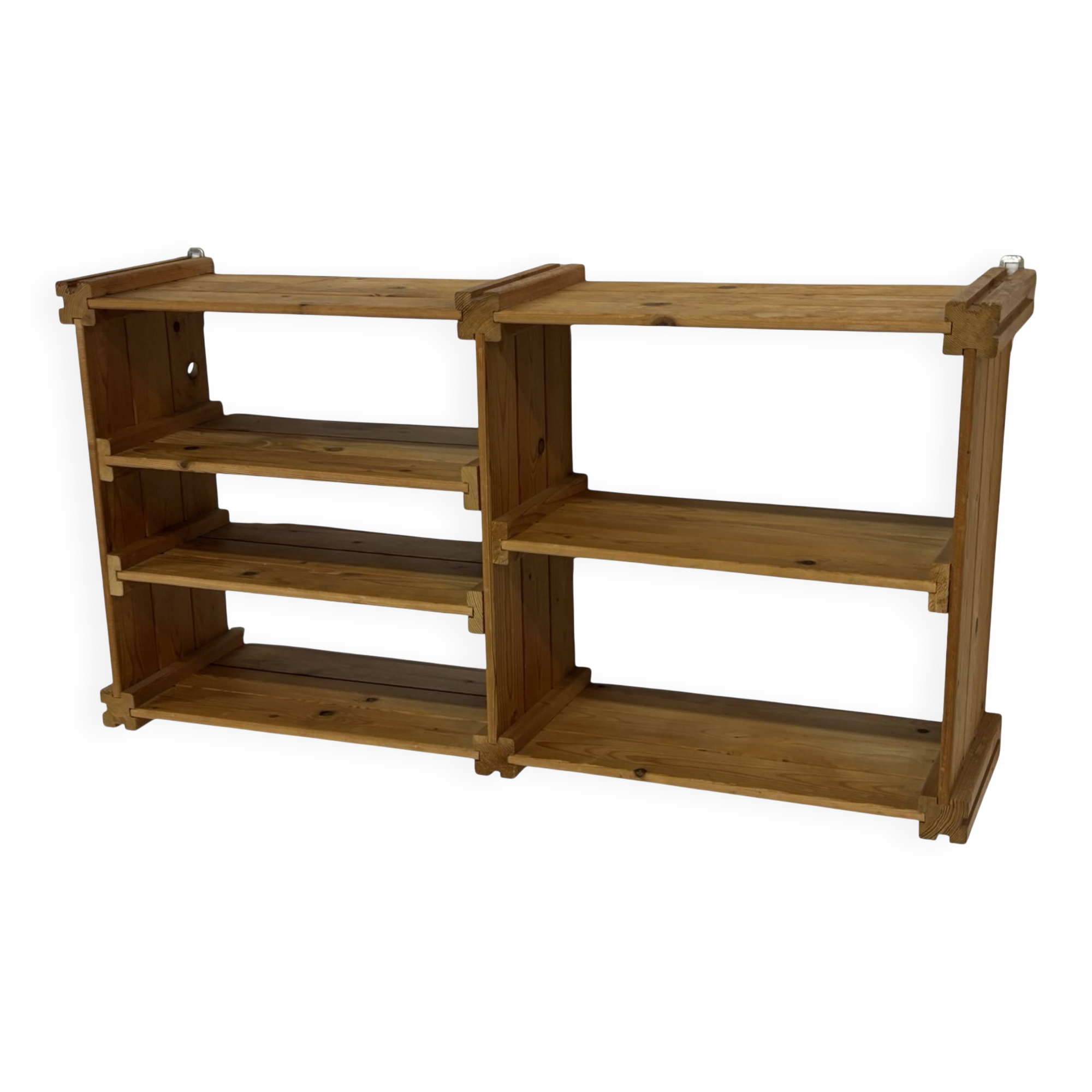 Vintage Wall shelf rack Pine wood 70s minimalist design