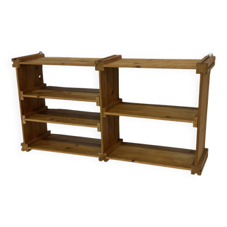 Vintage Wall shelf rack Pine wood 70s minimalist design