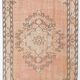 Tapis vintage rose poudré fait main en laine, style oriental doux