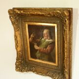 Painting by Fritz Wagner (1896-1939) - oil on wood - signed - wine tasting